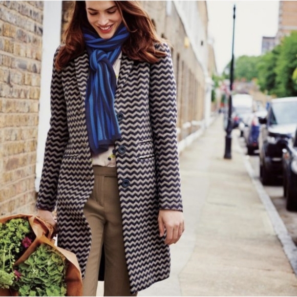EUC Boden taupe and purple chevron wool winter coat - Picture 2 of 16